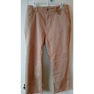 LLBEAM Womens Classic Fit Straight Leg Beige/Brown Petite 14 NWT($98.00)